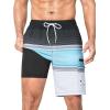 imageMens Swim Trunks with Compression Liner Zipper Cargo Pockets Bathing Suit 9 Inch QuickDry Swimming ShortsStripesgrey Blue