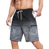 imageMens Swim Trunks with Compression Liner Zipper Cargo Pockets Bathing Suit 9 Inch QuickDry Swimming ShortsGradient Black Grey Leaf