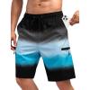 imageMens Swim Trunks with Compression Liner Zipper Cargo Pockets Bathing Suit 9 Inch QuickDry Swimming ShortsGradientblack  Blue