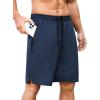 imageSILKWORLD Running Shorts for Men Quick Dry 9 Inch Basketball Athletic Shorts 2 in 1 Gym Workout Shorts with PocketsNavy Blue