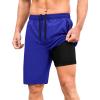 imageSILKWORLD Running Shorts for Men Quick Dry 9 Inch Basketball Athletic Shorts 2 in 1 Gym Workout Shorts with PocketsBlue