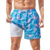 imageSILKWORLD Mens Swim Trunks Quick Dry Bathing Suits 6 Inch Swimming Shorts with Compression Liner and Zipper PocketsBlue Pink Fish