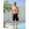 image:imageSILKWORLD Mens Swim Trunks with Compression Liner 9 Swimming Trunk 2 in 1 Beach Quick Dry Shorts with Zipper PocketA0 Black