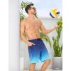 image:imageSILKWORLD Mens Swim Trunks with Compression Liner 9 Swimming Trunk 2 in 1 Beach Quick Dry Shorts with Zipper PocketBlack Blue Green Gradient