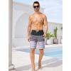 image:imageSILKWORLD Mens Swim Trunks with Compression Liner 9 Swimming Trunk 2 in 1 Beach Quick Dry Shorts with Zipper PocketBlack Grey Stripes