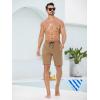 image:imageSILKWORLD Mens Swim Trunks with Compression Liner Quick Dry 9 Bathing Suit Summer Beach Swimming Shorts with Zip PocketsA07khaki