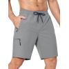 image:imageSILKWORLD Mens Swim Trunks with Compression Liner Quick Dry 9 Bathing Suit Summer Beach Swimming Shorts with Zip PocketsA08light Grey