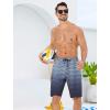 image:imageSILKWORLD Mens Swim Trunks with Compression Liner Quick Dry 9 Bathing Suit Summer Beach Swimming Shorts with Zip PocketsGradientlight Grey Stripes