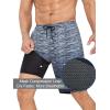image:imageSILKWORLD Mens Swim Trunks with Compression Liner Quick Dry 9 Bathing Suit Summer Beach Swimming Shorts with Zip PocketsGradientlight Grey Stripes