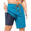 image:imageSILKWORLD Mens Swim Trunks with Compression Liner Quick Dry 9 Bathing Suit Summer Beach Swimming Shorts with Zip PocketsA04peacock Blue