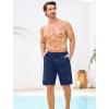 image:imageSILKWORLD Mens Swim Trunks Compression Lined Swimming Shorts 9 QuickDry Bathing Suits with Zipper Cargo PocketsA01 Navy Blue