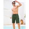 image:imageSILKWORLD Mens Swim Trunks Compression Lined Swimming Shorts 9 QuickDry Bathing Suits with Zipper Cargo PocketsArmy Green