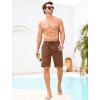 image:imageSILKWORLD Mens Swim Trunks Compression Lined Swimming Shorts 9 QuickDry Bathing Suits with Zipper Cargo PocketsBrown