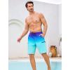 image:imageSILKWORLD Mens Swim Trunks Compression Lined Swimming Shorts 9 QuickDry Bathing Suits with Zipper Cargo PocketsGradient Blue Green