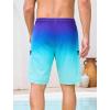 image:imageSILKWORLD Mens Swim Trunks Compression Lined Swimming Shorts 9 QuickDry Bathing Suits with Zipper Cargo PocketsGradient Blue Green