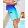 image:imageSILKWORLD Mens Swim Trunks Compression Lined Swimming Shorts 9 QuickDry Bathing Suits with Zipper Cargo PocketsGradient Blue Green