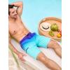 image:imageSILKWORLD Mens Swim Trunks Compression Lined Swimming Shorts 9 QuickDry Bathing Suits with Zipper Cargo PocketsGradient Blue Green