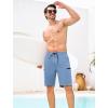 image:imageSILKWORLD Mens Swim Trunks Compression Lined Swimming Shorts 9 QuickDry Bathing Suits with Zipper Cargo PocketsGrey Blue