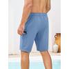 image:imageSILKWORLD Mens Swim Trunks Compression Lined Swimming Shorts 9 QuickDry Bathing Suits with Zipper Cargo PocketsGrey Blue