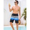 image:imageSILKWORLD Mens Swim Trunks Compression Lined Swimming Shorts 9 QuickDry Bathing Suits with Zipper Cargo PocketsStripes Blue Black White