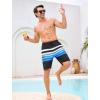 image:imageSILKWORLD Mens Swim Trunks Compression Lined Swimming Shorts 9 QuickDry Bathing Suits with Zipper Cargo PocketsStripes Blue Black White