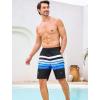 image:imageSILKWORLD Mens Swim Trunks Compression Lined Swimming Shorts 9 QuickDry Bathing Suits with Zipper Cargo PocketsStripes Blue Black White
