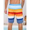 image:imageSILKWORLD Mens Swim Trunks Compression Lined Swimming Shorts 9 QuickDry Bathing Suits with Zipper Cargo PocketsStripes Orange Blue White