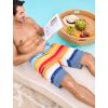 image:imageSILKWORLD Mens Swim Trunks Compression Lined Swimming Shorts 9 QuickDry Bathing Suits with Zipper Cargo PocketsStripes Orange Blue White