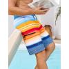 image:imageSILKWORLD Mens Swim Trunks Compression Lined Swimming Shorts 9 QuickDry Bathing Suits with Zipper Cargo PocketsStripes Orange Blue White