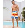 image:imageSILKWORLD Mens Swim Trunks Compression Lined Swimming Shorts 9 QuickDry Bathing Suits with Zipper Cargo PocketsStripes Orange Blue White