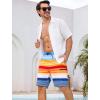 image:imageSILKWORLD Mens Swim Trunks Compression Lined Swimming Shorts 9 QuickDry Bathing Suits with Zipper Cargo PocketsStripes Orange Blue White