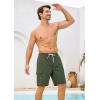 image:imageSILKWORLD Mens Swim Trunks with Compression Liner 9 Stretch Beach Shorts Quick Dry Bathing Suits with Zipper PocketsArmy Green Totem