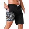 image:imageSILKWORLD Mens Swim Trunks with Compression Liner 9 Stretch Beach Shorts Quick Dry Bathing Suits with Zipper PocketsBlack Totem