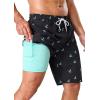 image:imageSILKWORLD Mens Swim Trunks with Compression Liner 9 Stretch Beach Shorts Quick Dry Bathing Suits with Zipper PocketsBlue Anchor