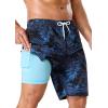 image:imageSILKWORLD Mens Swim Trunks with Compression Liner 9 Stretch Beach Shorts Quick Dry Bathing Suits with Zipper PocketsBluetropical