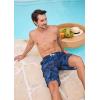 image:imageSILKWORLD Mens Swim Trunks with Compression Liner 9 Stretch Beach Shorts Quick Dry Bathing Suits with Zipper PocketsBluetropical