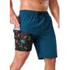 image:imageSILKWORLD Mens Swim Trunks with Compression Liner 9 Stretch Beach Shorts Quick Dry Bathing Suits with Zipper PocketsCopenblue Pineapple