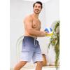 image:imageSILKWORLD Mens Swim Trunks with Compression Liner 9 Stretch Beach Shorts Quick Dry Bathing Suits with Zipper PocketsGradient Black Grey