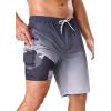 image:imageSILKWORLD Mens Swim Trunks with Compression Liner 9 Stretch Beach Shorts Quick Dry Bathing Suits with Zipper PocketsGradient Black Grey