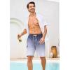 image:imageSILKWORLD Mens Swim Trunks with Compression Liner 9 Stretch Beach Shorts Quick Dry Bathing Suits with Zipper PocketsGradient Black Grey