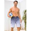 image:imageSILKWORLD Mens Swim Trunks with Compression Liner 9 Stretch Beach Shorts Quick Dry Bathing Suits with Zipper PocketsGradient Black Grey