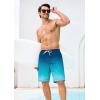 image:imageSILKWORLD Mens Swim Trunks with Compression Liner 9 Stretch Beach Shorts Quick Dry Bathing Suits with Zipper PocketsGradient Blue