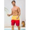 image:imageSILKWORLD Mens Swim Trunks with Compression Liner 9 Stretch Beach Shorts Quick Dry Bathing Suits with Zipper PocketsGradient Orange