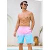 image:imageSILKWORLD Mens Swim Trunks with Compression Liner 9 Stretch Beach Shorts Quick Dry Bathing Suits with Zipper PocketsGradient Pink Blue