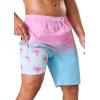 image:imageSILKWORLD Mens Swim Trunks with Compression Liner 9 Stretch Beach Shorts Quick Dry Bathing Suits with Zipper PocketsGradient Pink Blue