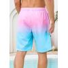 image:imageSILKWORLD Mens Swim Trunks with Compression Liner 9 Stretch Beach Shorts Quick Dry Bathing Suits with Zipper PocketsGradient Pink Blue