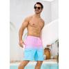 image:imageSILKWORLD Mens Swim Trunks with Compression Liner 9 Stretch Beach Shorts Quick Dry Bathing Suits with Zipper PocketsGradient Pink Blue