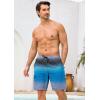 image:imageSILKWORLD Mens Swim Trunks with Compression Liner 9 Stretch Beach Shorts Quick Dry Bathing Suits with Zipper PocketsGrey Blue