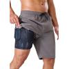image:imageSILKWORLD Mens Swim Trunks with Compression Liner 9 Stretch Beach Shorts Quick Dry Bathing Suits with Zipper PocketsGrey Frosted