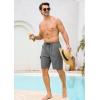 image:imageSILKWORLD Mens Swim Trunks with Compression Liner 9 Stretch Beach Shorts Quick Dry Bathing Suits with Zipper PocketsGrey Frosted